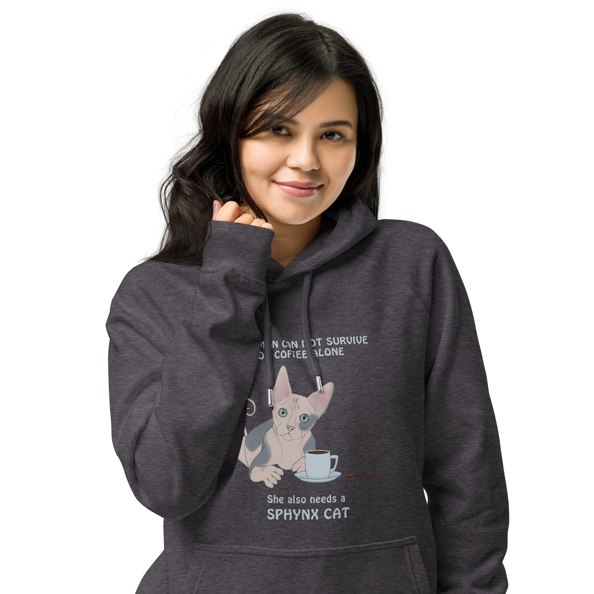 "WOMAN CAN'T SURVIVE ON COFFEE ALONE" ECO HOODIE