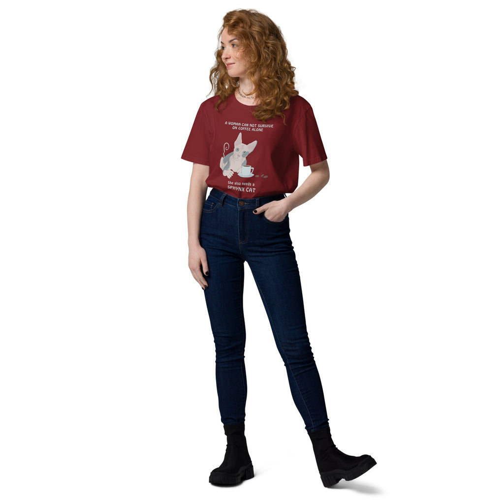"WOMAN CAN'T SURVIVE ON COFFEE ALONE" WOMAN'S ECO TEE