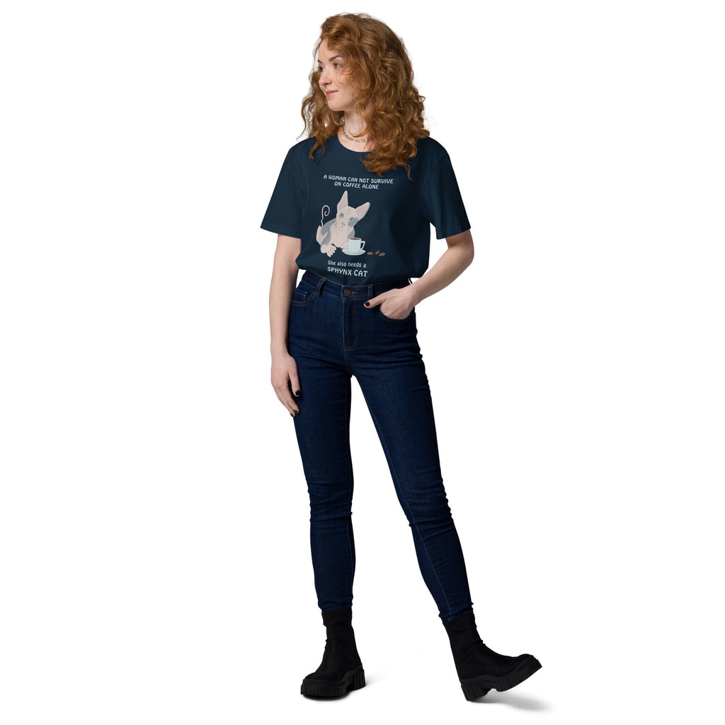 "WOMAN CAN'T SURVIVE ON COFFEE ALONE" WOMAN'S ECO TEE