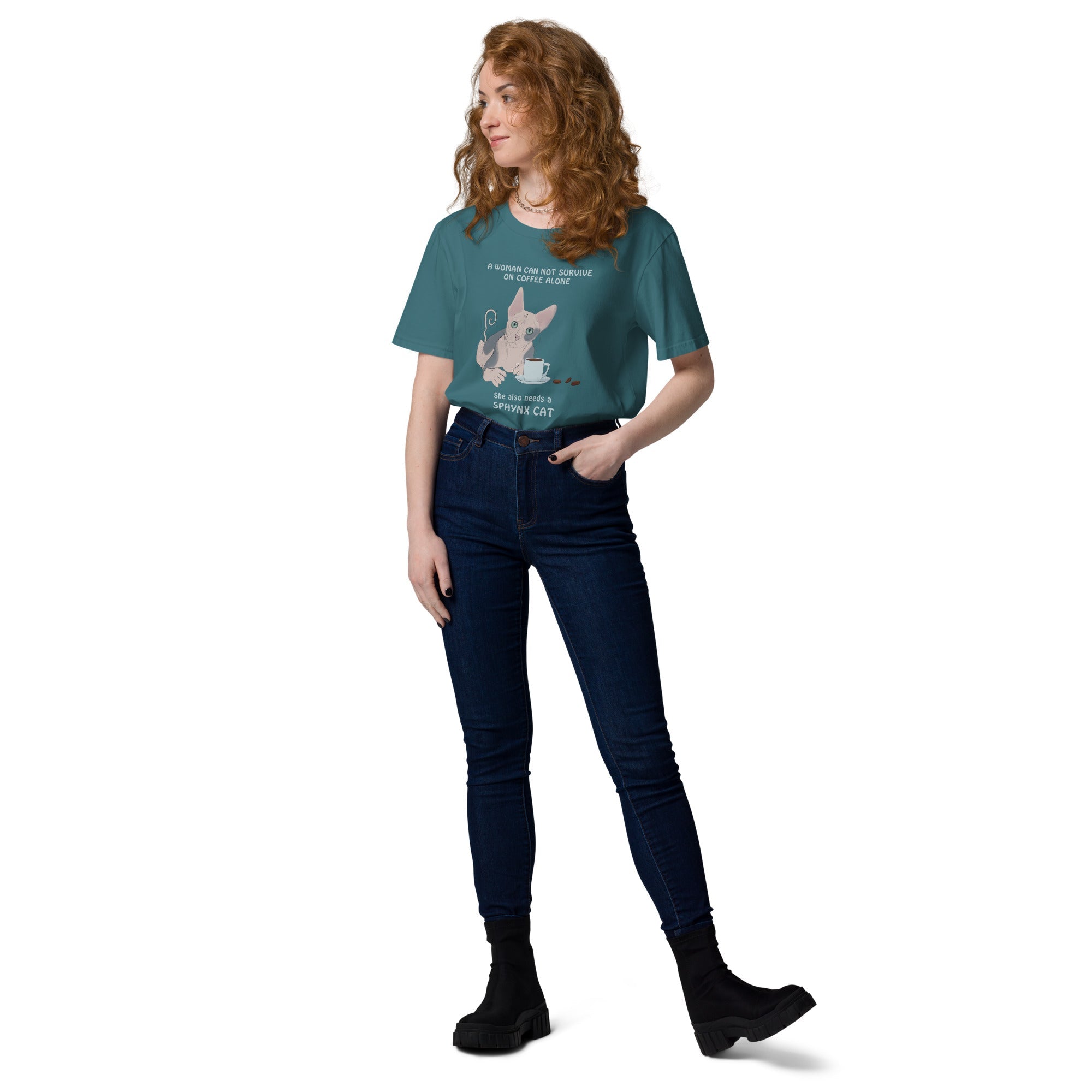 "WOMAN CAN'T SURVIVE ON COFFEE ALONE" WOMAN'S ECO TEE