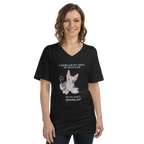 "WOMAN CAN'T SURVIVE ON COFFEE ALONE" WOMAN'S V-NECK TEE