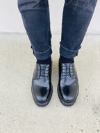 CALTO S9118 - 3" Taller Black Leather Elevator Work Shoes