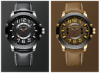Men's Waterproof  Sport Watch With Leather  Belts  And Large Numbers Details Unique Design Perfect Gift