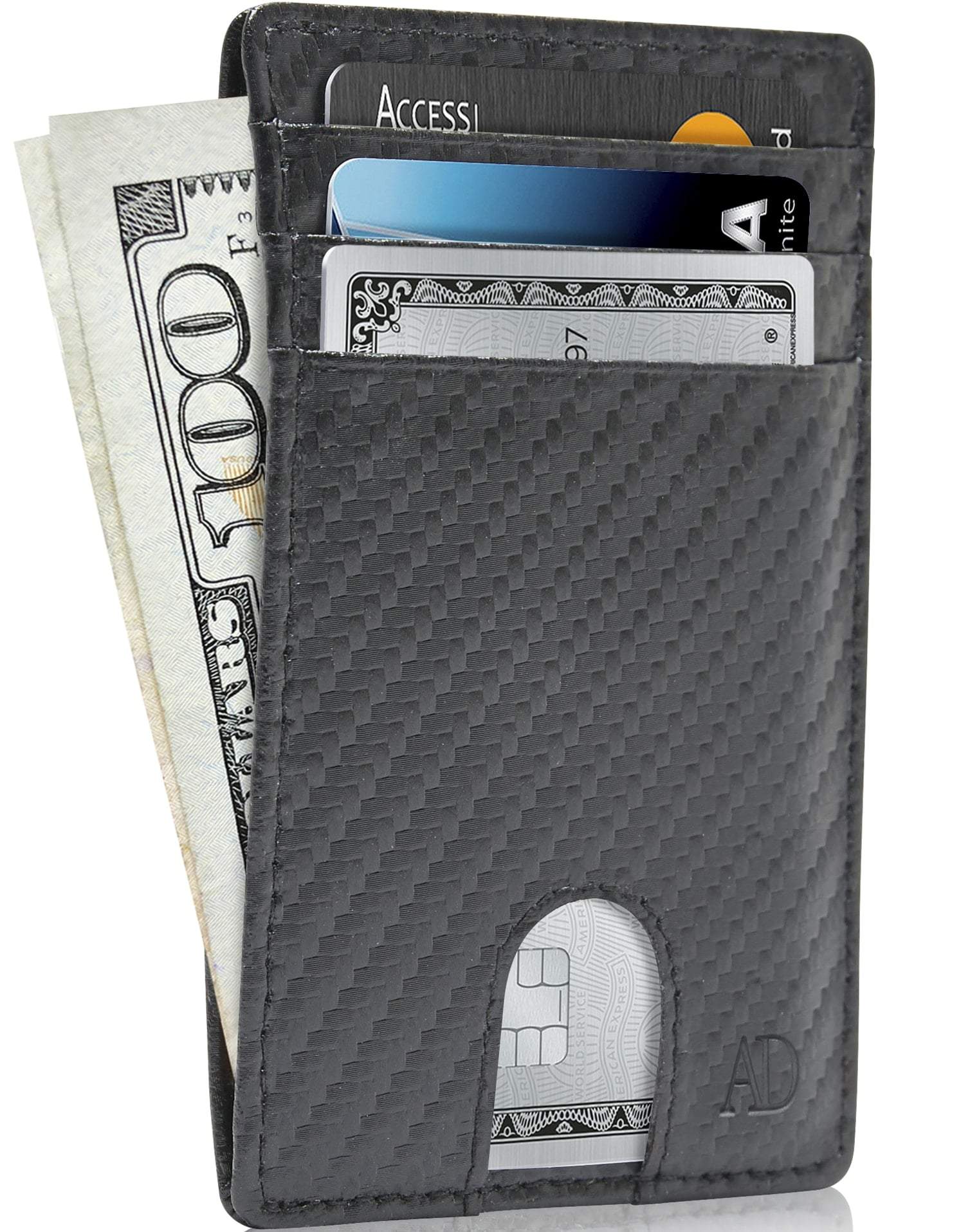 Vegan Leather Slim Card Holder – RFID Blocking, Thumb-Hole Access