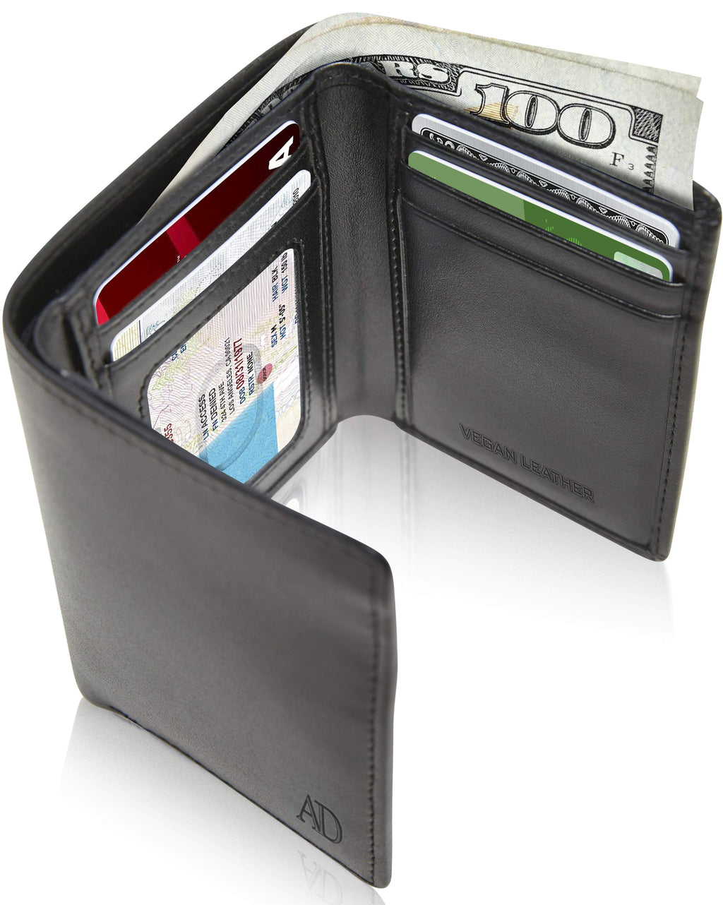 Vegan Leather Trifold Wallet – ID Window, RFID Blocking