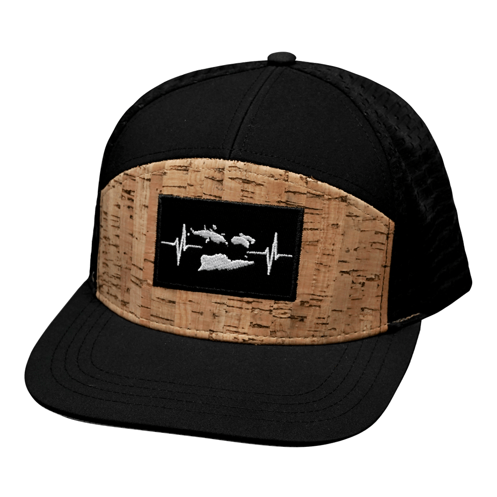 Virgin Islands Hat - Flat Bill - Cork - Black - Jersey Mesh