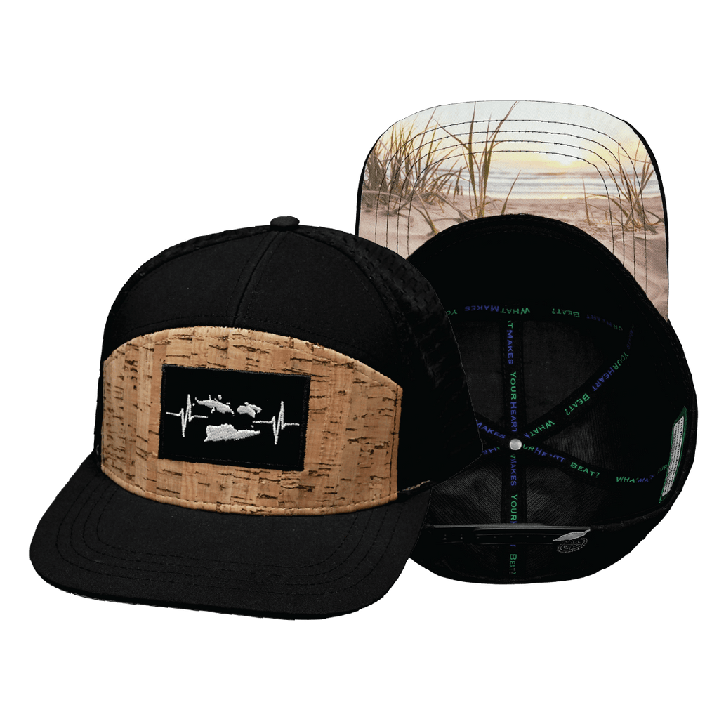 Virgin Islands Hat - Flat Bill - Cork - Black - Jersey Mesh