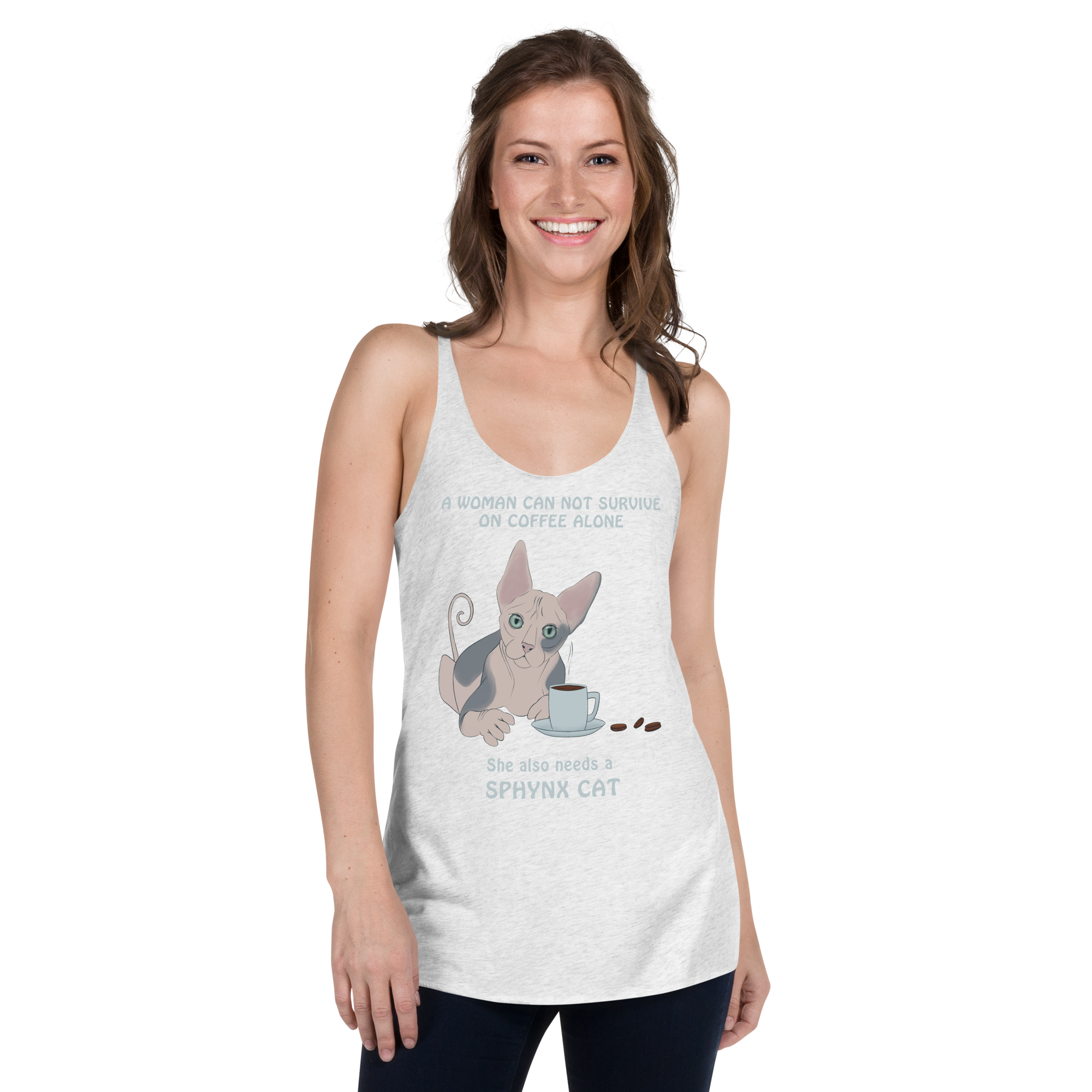 "WOMAN CAN'T SURVIVE ON COFFEE ALONE" TANK