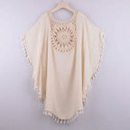 Women's Swimwear Cover Up Beach Dress Tassel Printing Hole