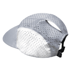Yoga Hat - 5 Panel - Ponytail - Gray / Navy / White - Laser Mesh