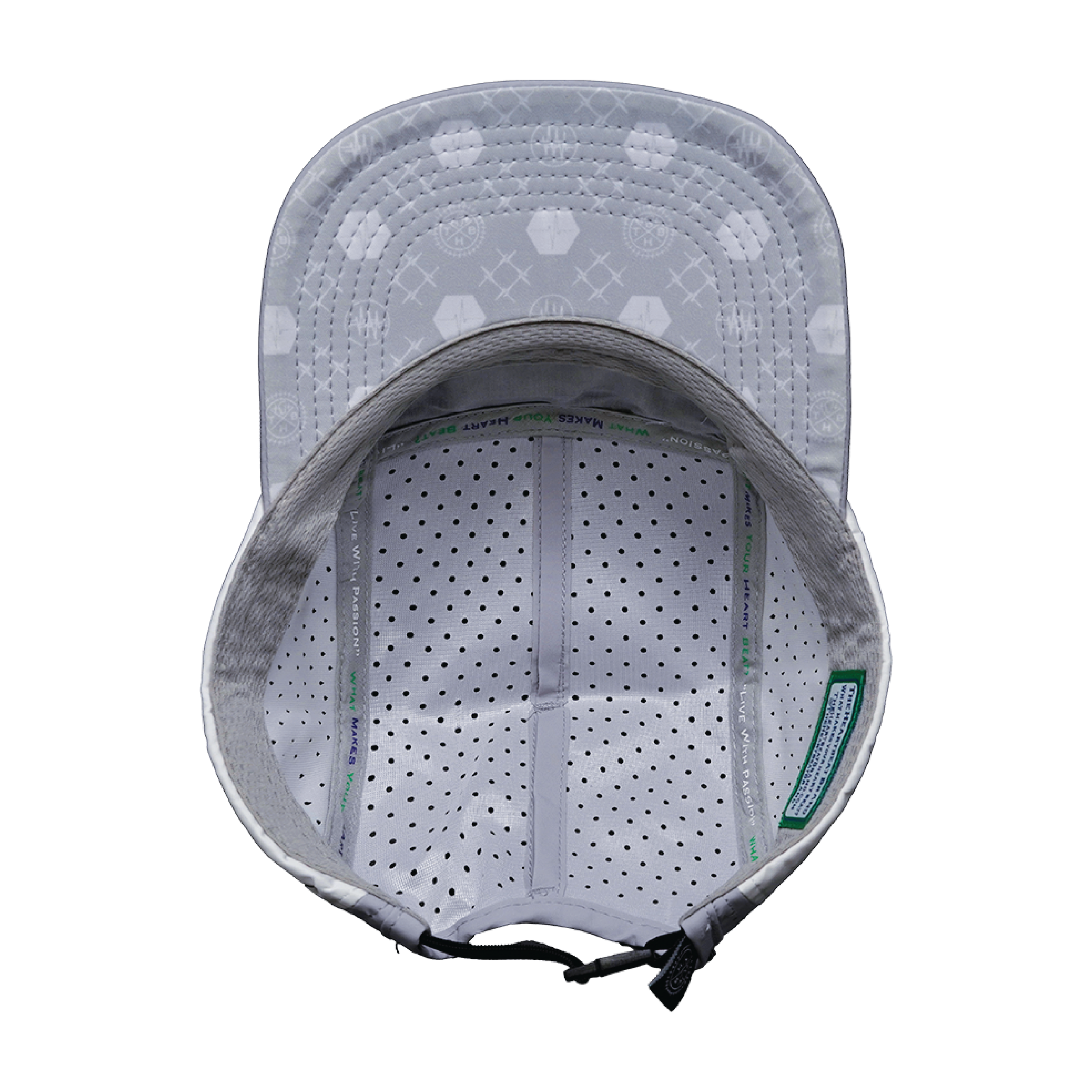 Yoga Hat - 5 Panel - Ponytail - Gray / Navy / White - Laser Mesh