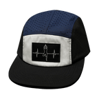 Yoga Hat - 5 Panel - Ponytail - Black / White / Navy - Laser Mesh