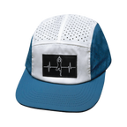 Yoga Hat - 5 Panel - Ponytail - Light Blue / White - Laser Mesh