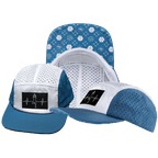 Yoga Hat - 5 Panel - Ponytail - Light Blue / White - Laser Mesh