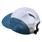 Yoga Hat - 5 Panel - Ponytail - Light Blue / White - Laser Mesh
