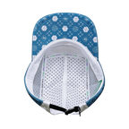 Yoga Hat - 5 Panel - Ponytail - Light Blue / White - Laser Mesh