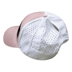Yoga Hat - Low Profile - Ponytail - Pink / White - Laser Mesh