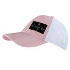 Yoga Hat - Low Profile - Ponytail - Pink / White - Laser Mesh