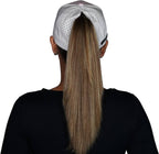 Yoga Hat - Low Profile - Ponytail - Pink / White - Laser Mesh
