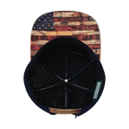 **YOUTH** Color Vibes Hat - Flat Bill - Stained Flag - Light Tan / Navy - Laser Mesh