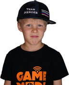 **YOUTH** Team Heroes Hat - Baseball Hat Fit - Navy Camo / Black - Trucker Mesh