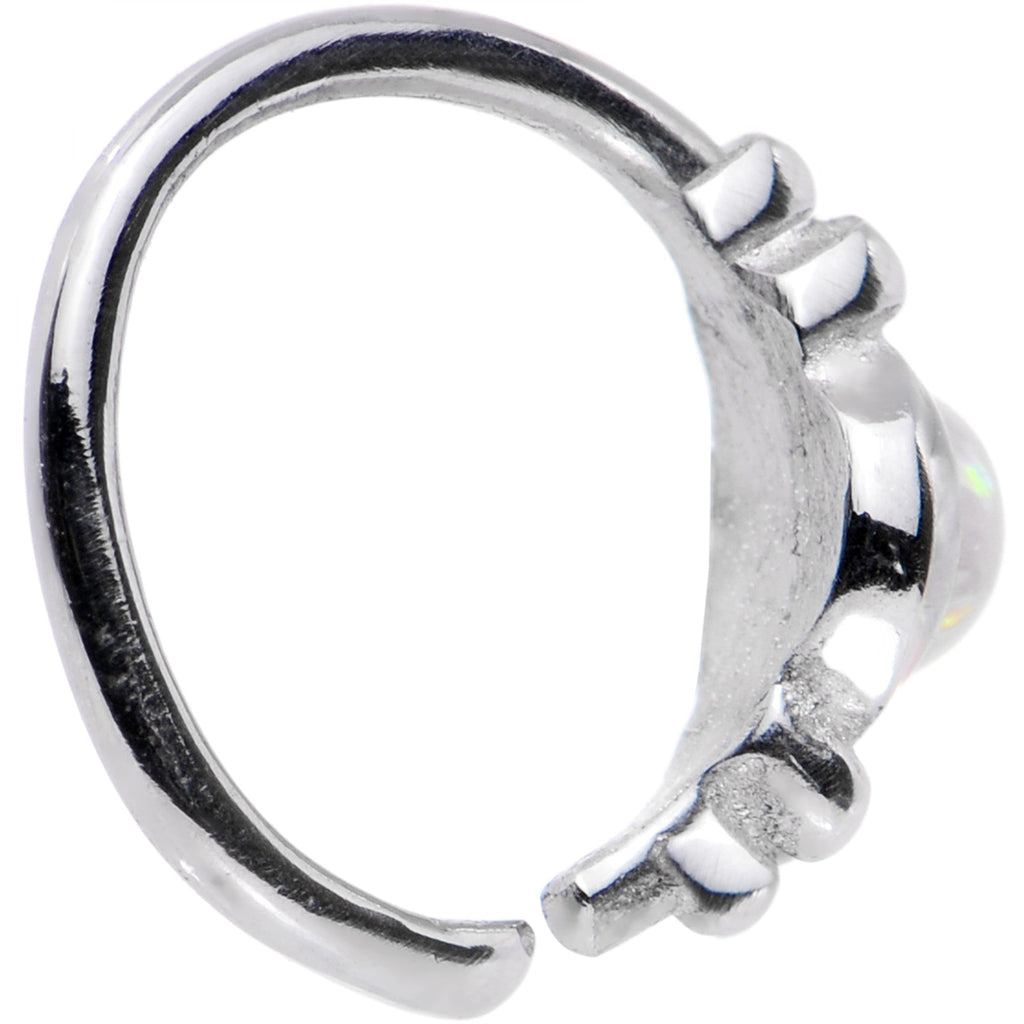 18G 5/16 White Synthetic Opal Seamless Circular Ring